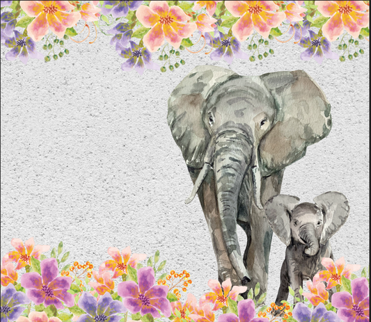 Momma and Baby Elephant - 20 Ounce Straight Tumbler Wrap